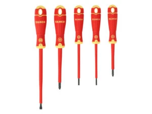 Bahco 5-piece insulated VDE screwdriver set with red handles