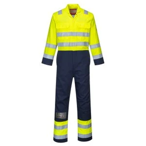 Bizflame Work Hi-Vis Contrast FR Coverall Yellow/Navy