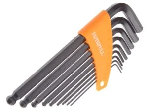 Faithfull 9-piece long arm ball-end hex key set with orange holder