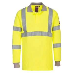 Modaflame Knit Hi-Vis FR Long Sleeve Polo Shirt Yellow
