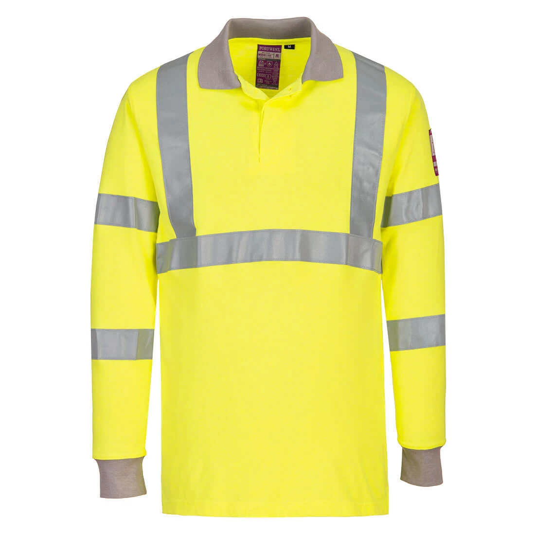 Modaflame Knit Hi-Vis FR Long Sleeve Polo Shirt Yellow