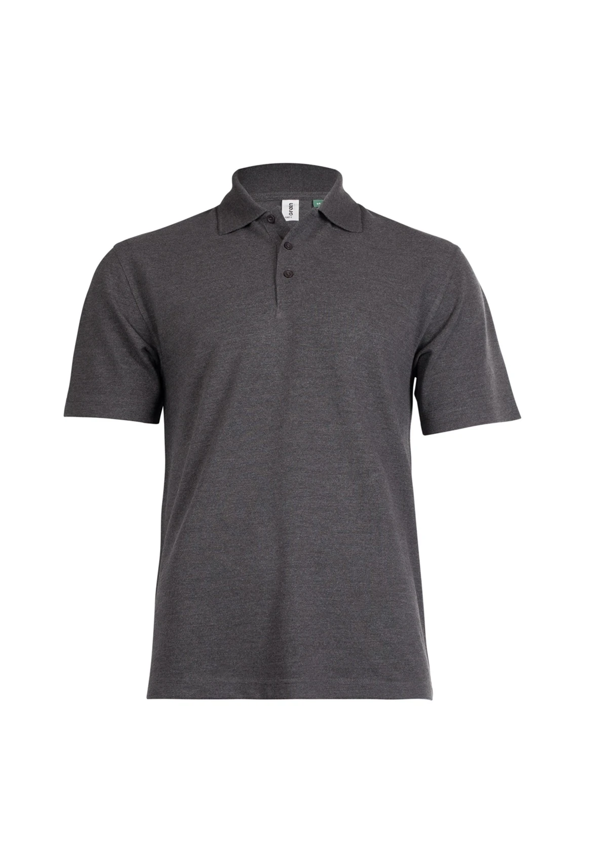 GR11 Eco polo shirt in charcoal grey, front view
