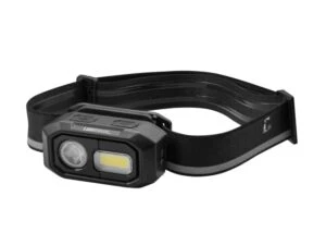 Black rechargeable LED headlamp with COB and spot light