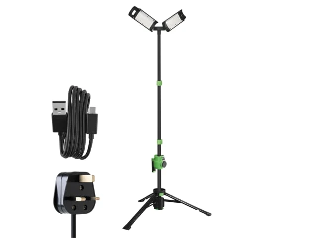 Tripod LED Work Light Dual-head LED work light on tripod stand with USB cable
