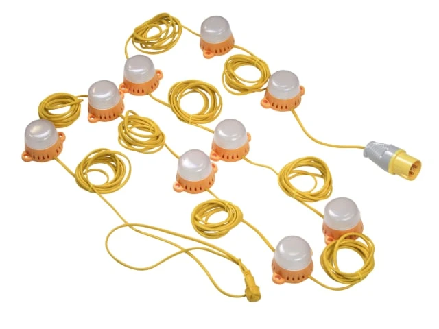 LED Festoon String Lights Yellow festoon string work lights with 10 bulbs and cable