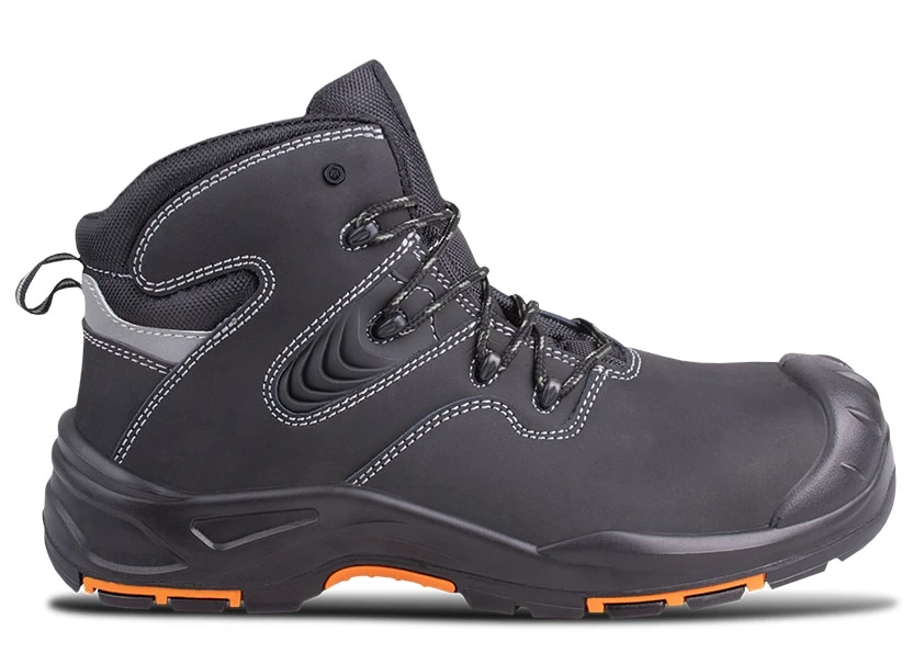 Titan Quest safety boot side view with orange sole accents