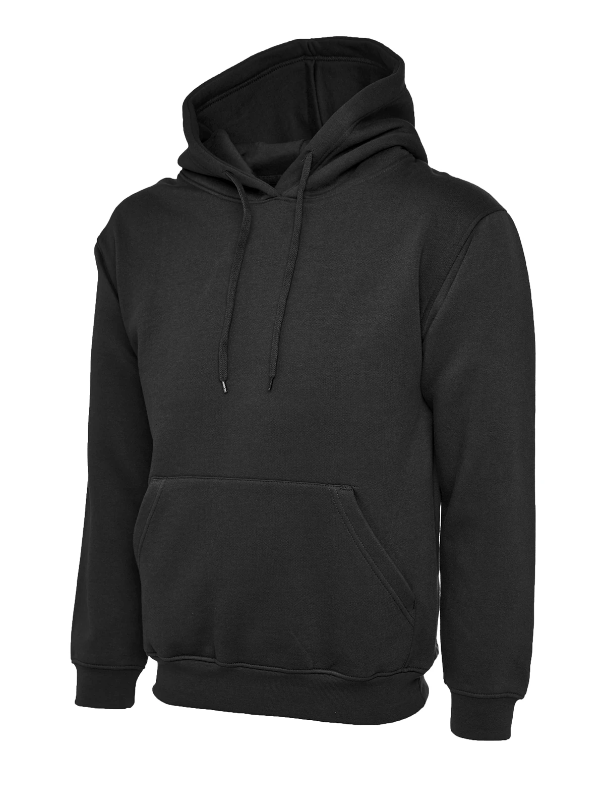 Uneek UC502 classic pullover hoodie in black with kangaroo pocket