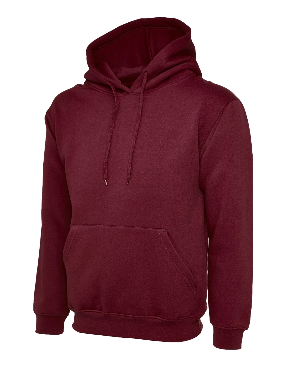 Uneek UC502 classic pullover hoodie in maroon with kangaroo pocket