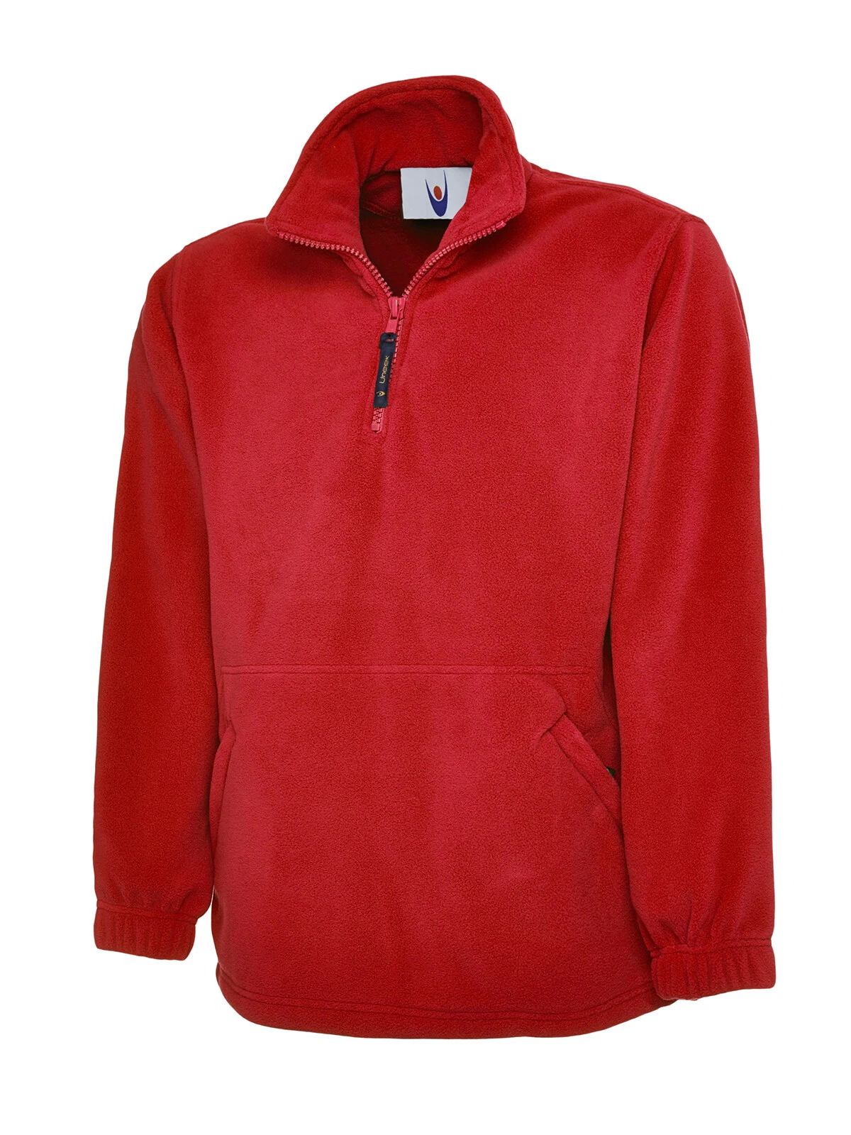 Uneek UC602 red quarter-zip premium fleece pullover