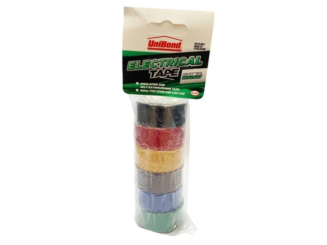 UniBond Electrical Tape Pack UniBond multicolour electrical tape pack, 6 rolls assorted colours