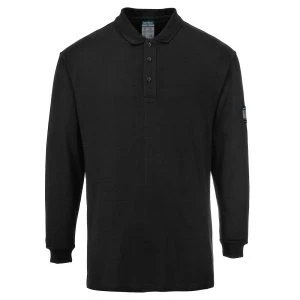 Modaflame Knit FR Long Sleeve Polo Shirt Black