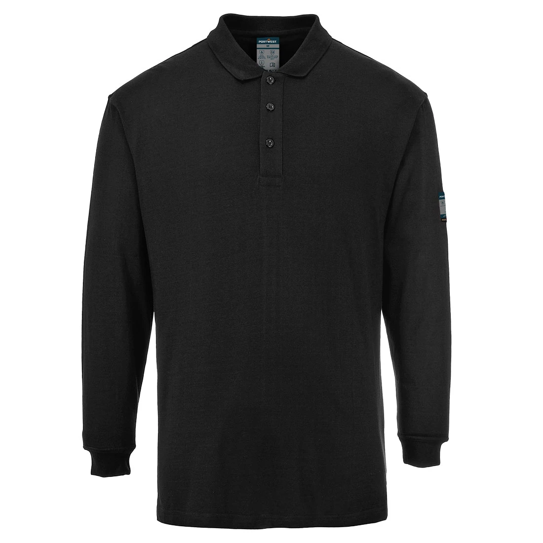 Modaflame Knit FR Long Sleeve Polo Shirt Black
