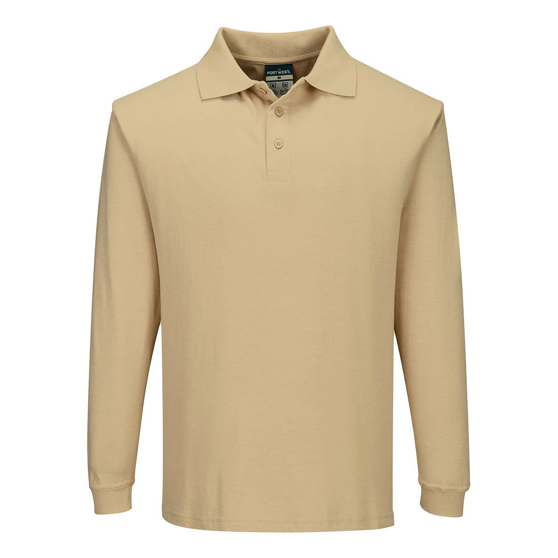 Modaflame Knit FR Long Sleeve Polo Shirt Tan
