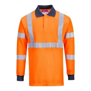 Modaflame Knit HVO FR Long Sleeve Polo Shirt Orange