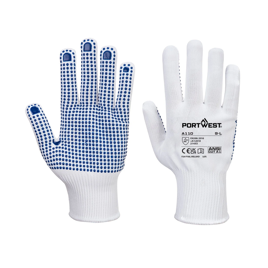 Grip  13 PVC Dotted Glove White/Blue
