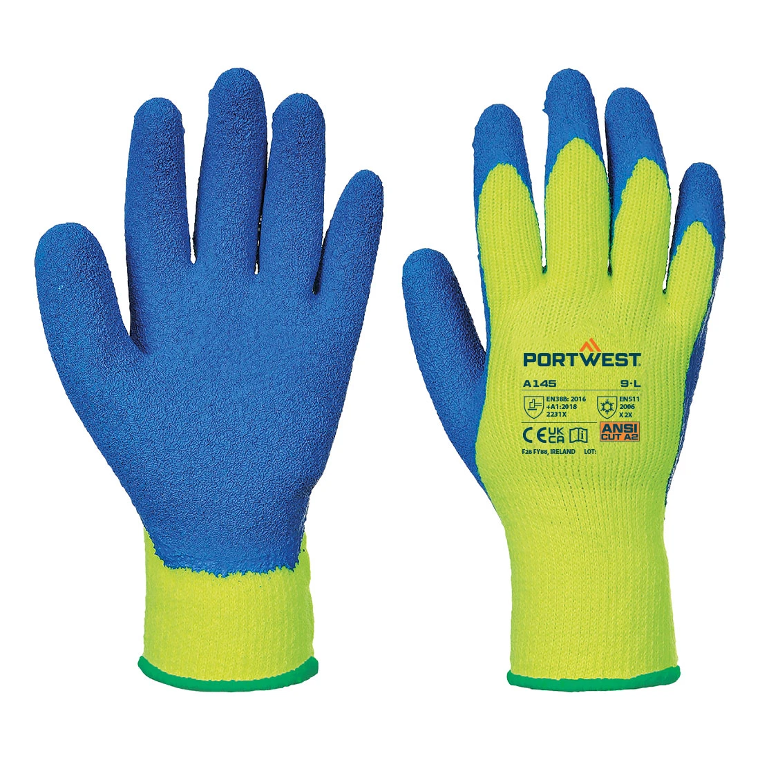 Cold 7 Latex Crinkle Glove Yellow/Blue