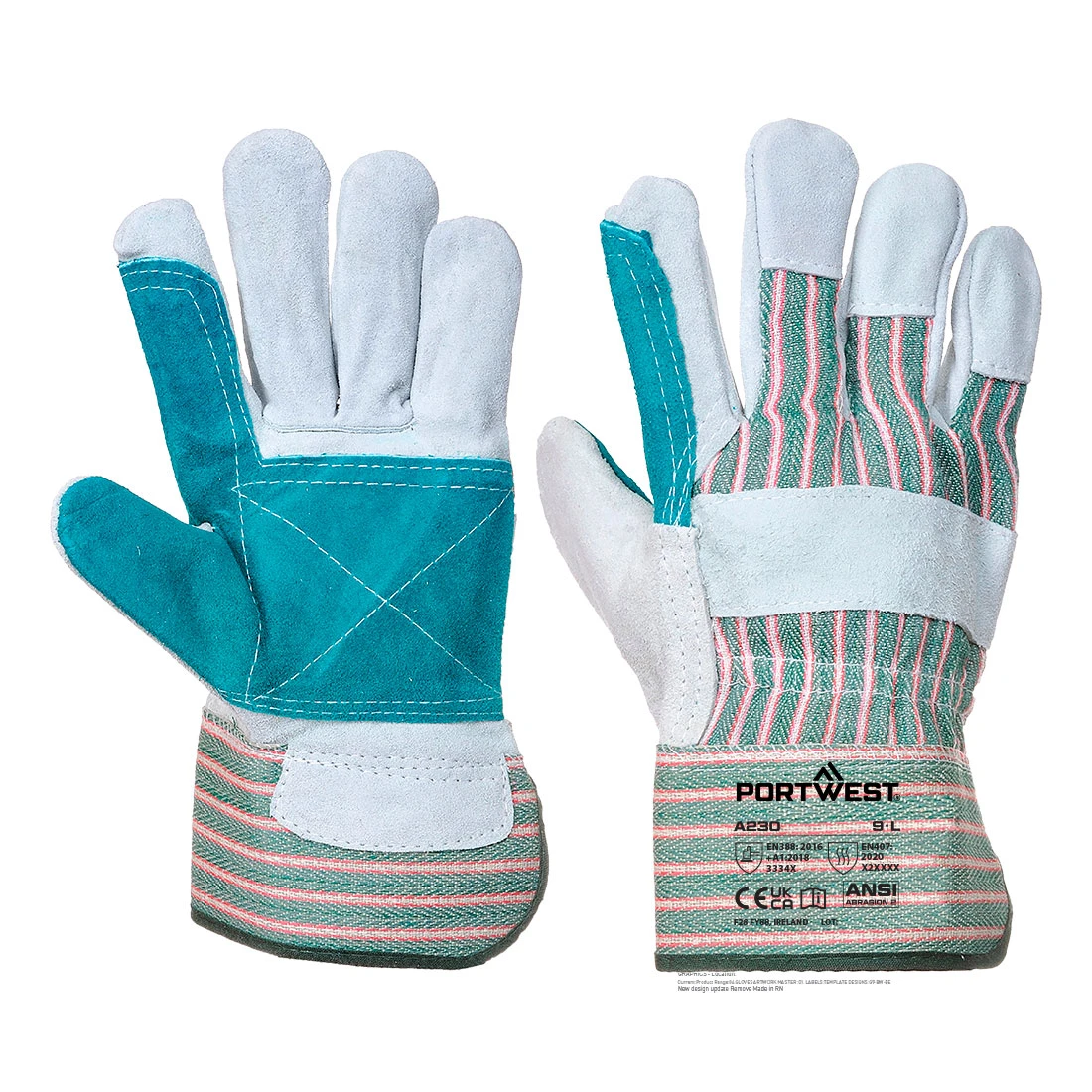 Leather Rigger 365 Cow Split Reinforced Palm Glove Grey