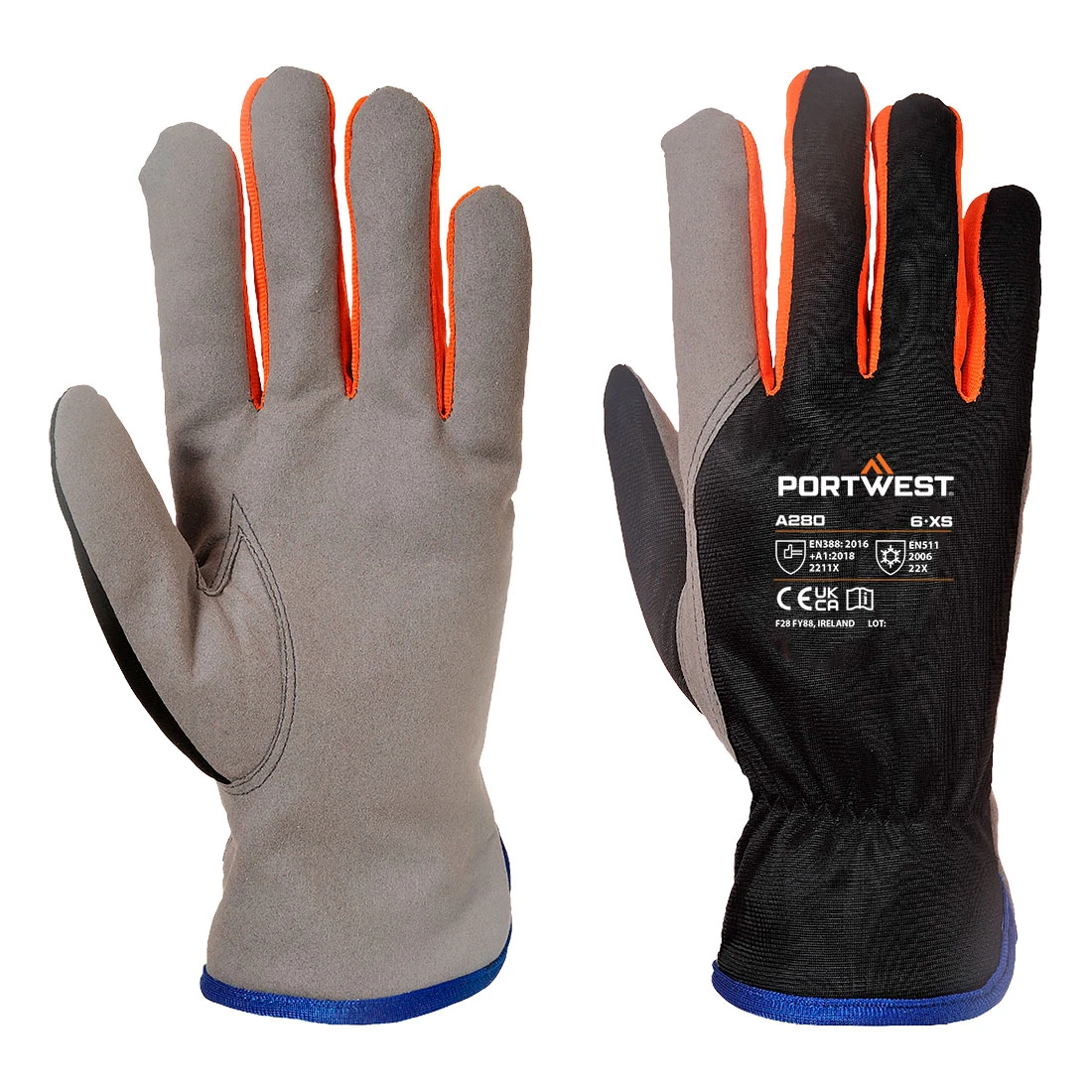 Cold 240 Synthetic Leather Mechanical Glove Black/Orange