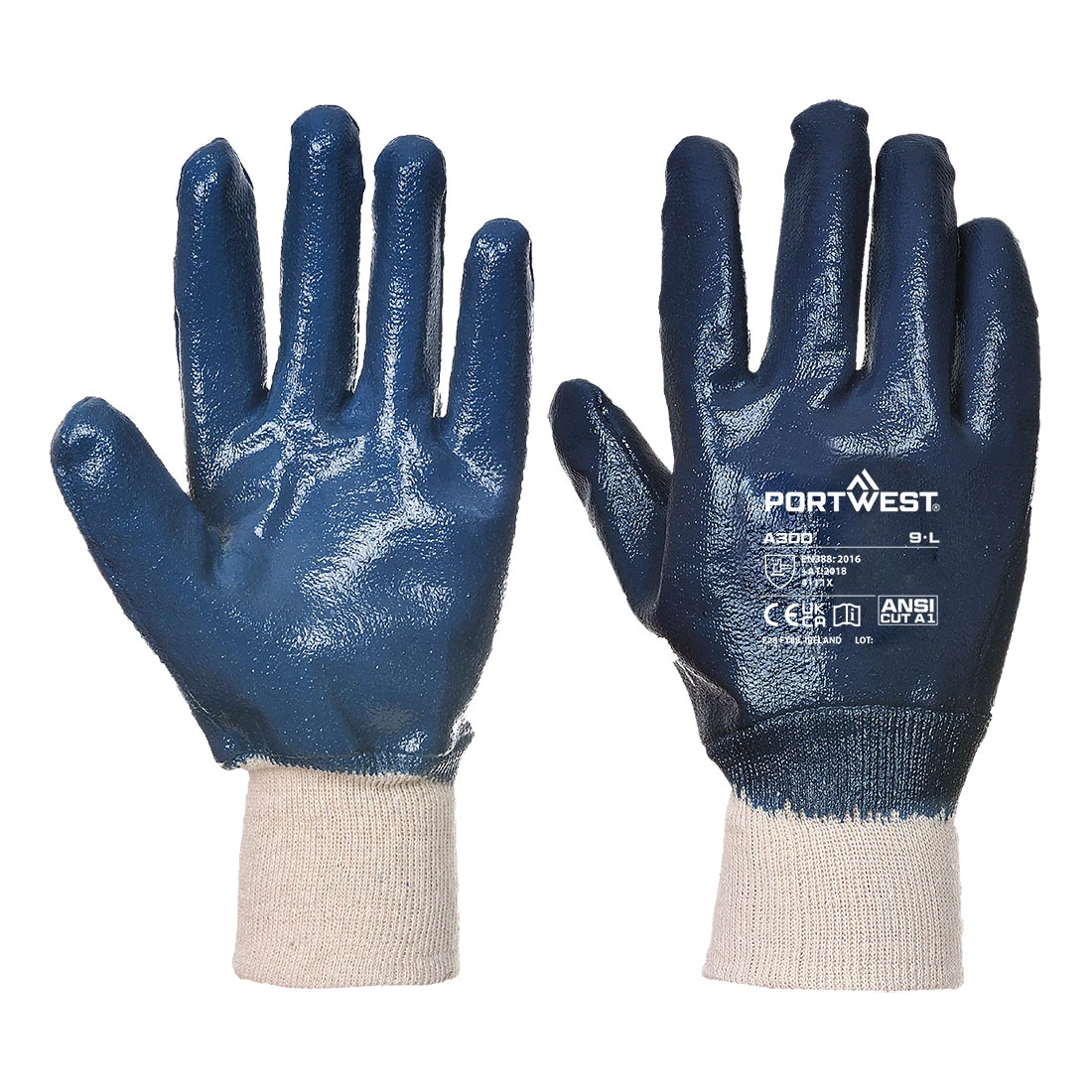 Grip 12 Nitrile Full Dipped Knitwrist Glove Navy