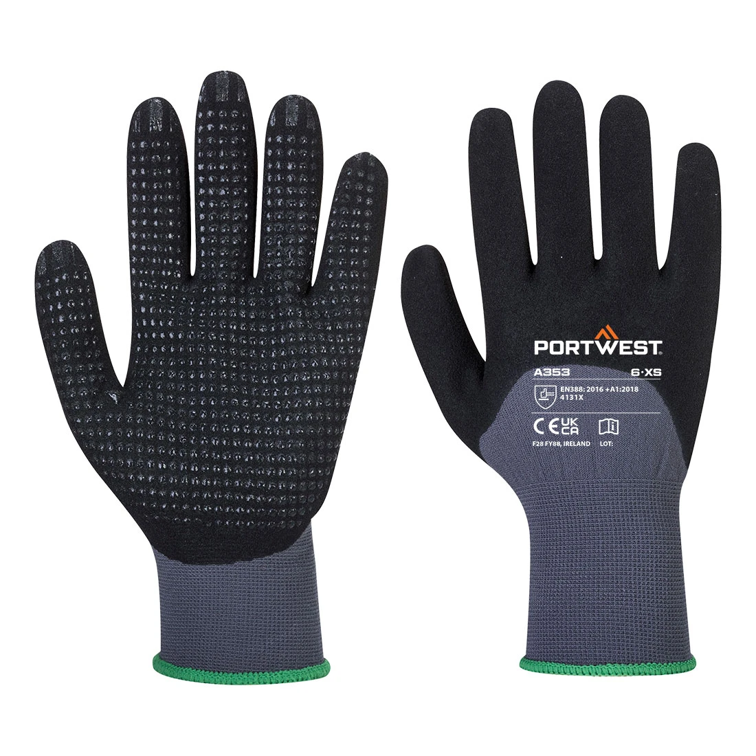 Grip 15 Nitrile Sandy 3/4 Palm Dotted Glove Grey/Black Grip 15 Nitrile Sandy 3/4 Palm Dotted Glove Grey/Black