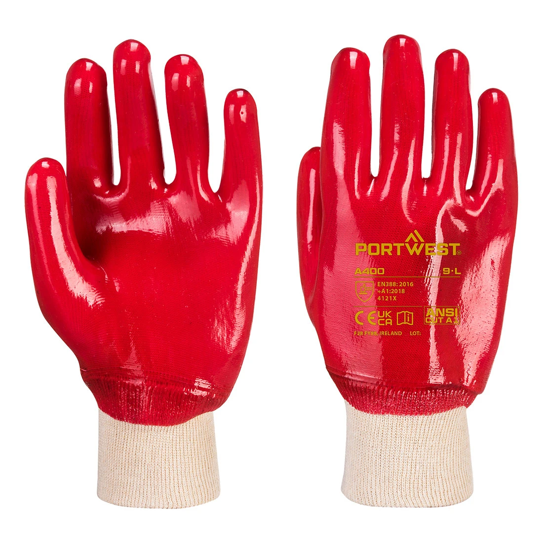 Grip PVC Knitwrist Red