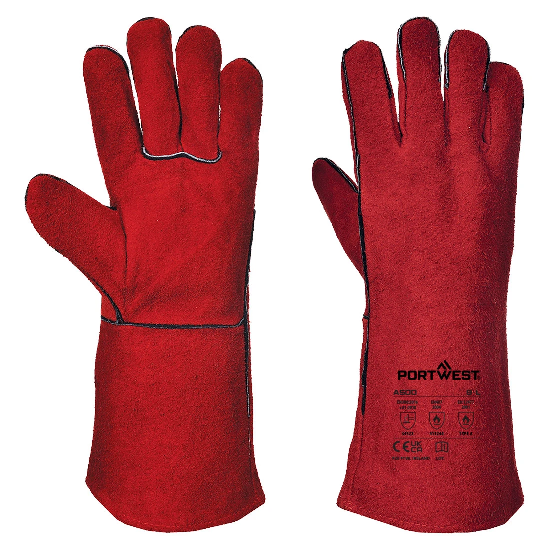 Welders 210 Split Leather Red Gauntlet Red
