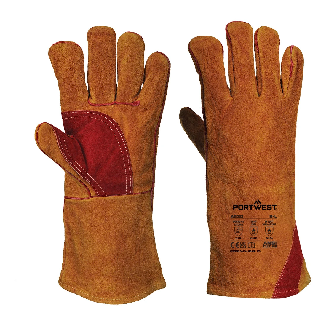 Welders 330 Split Leather Reinforced Palm Gauntlet Brown