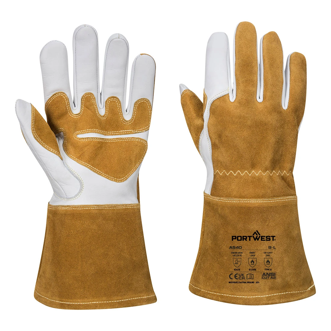 MIG Welders 320 Grain Leather Reinforced Gauntlet Brown MIG Welders 320 Grain Leather Reinforced Gauntlet Brown