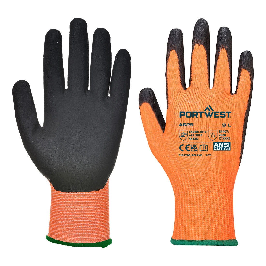 Cut D13 PU Viz-Tex Glove Orange/Black