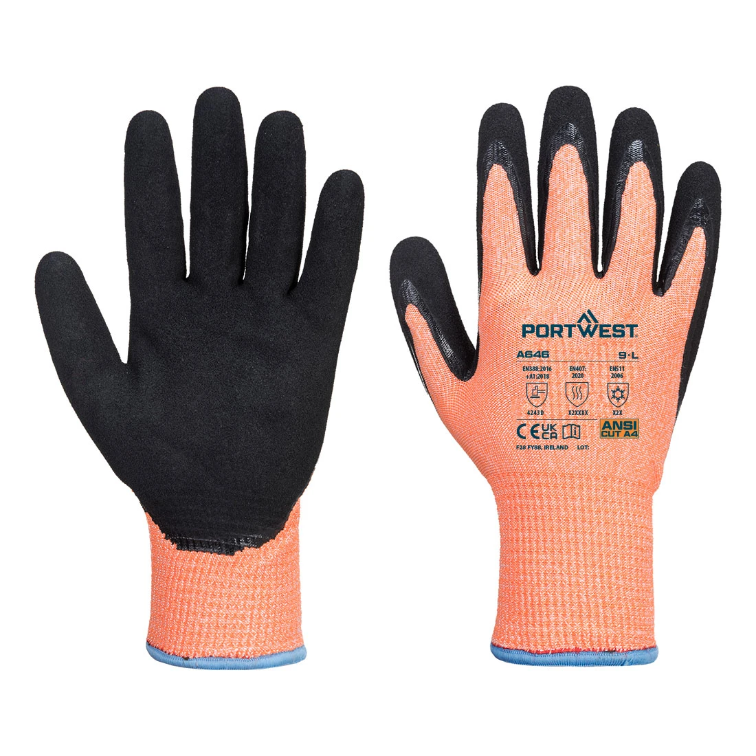 Cold D13 Nitrile Viz-Tex Cut Glove Orange/Black