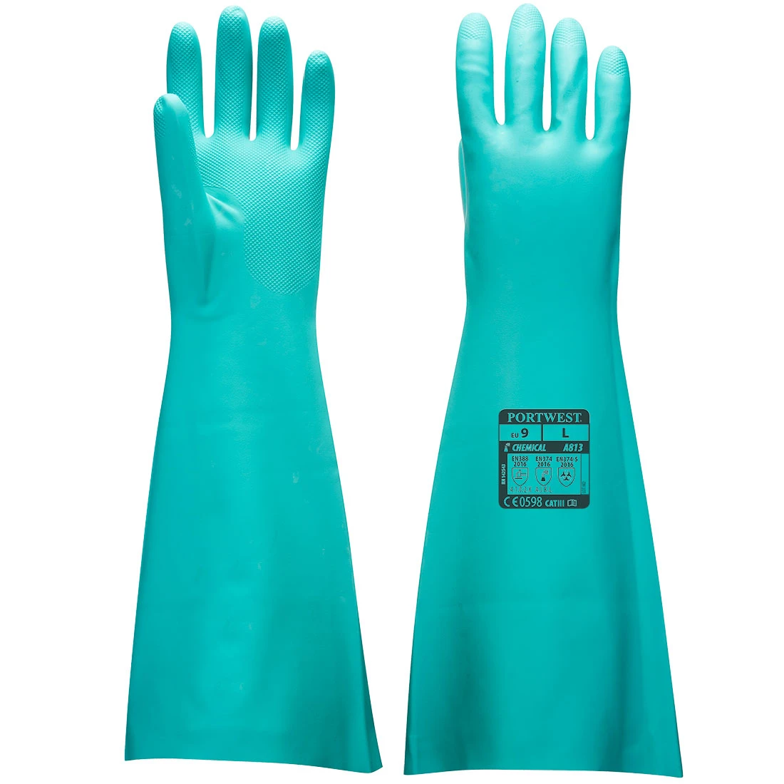 Chem 460 Nitrile Extended Gauntlet Green