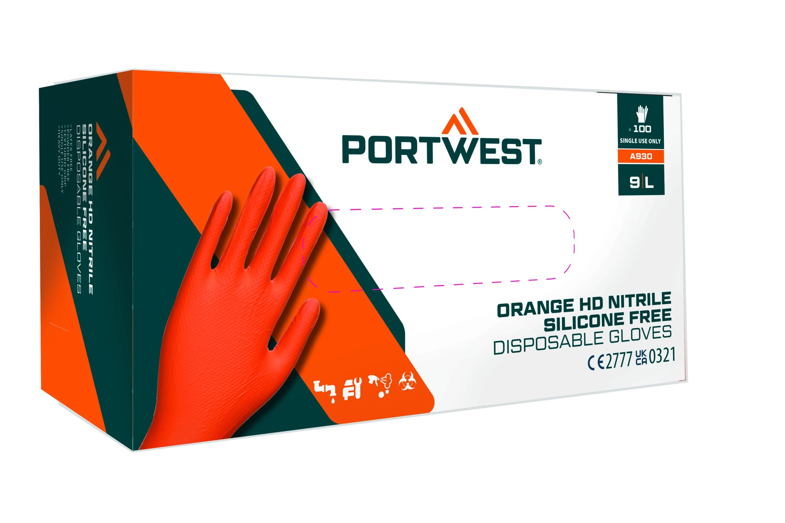 Disp 7 mil Disposable Glove (Pk100) Orange