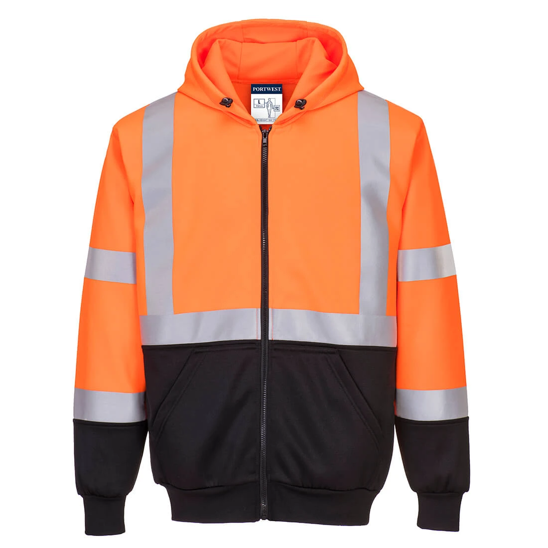 Hi-Vis Contrast Zipped Hoodie Orange/Black Hi-Vis Contrast Zipped Hoodie Orange/Black
