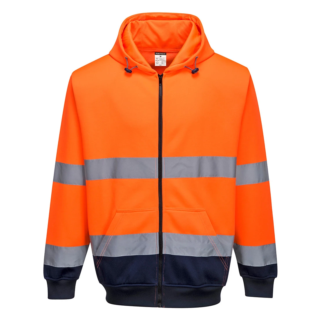 Hi-Vis Contrast Zipped Hoodie Orange/Navy Hi-Vis Contrast Zipped Hoodie Orange/Navy