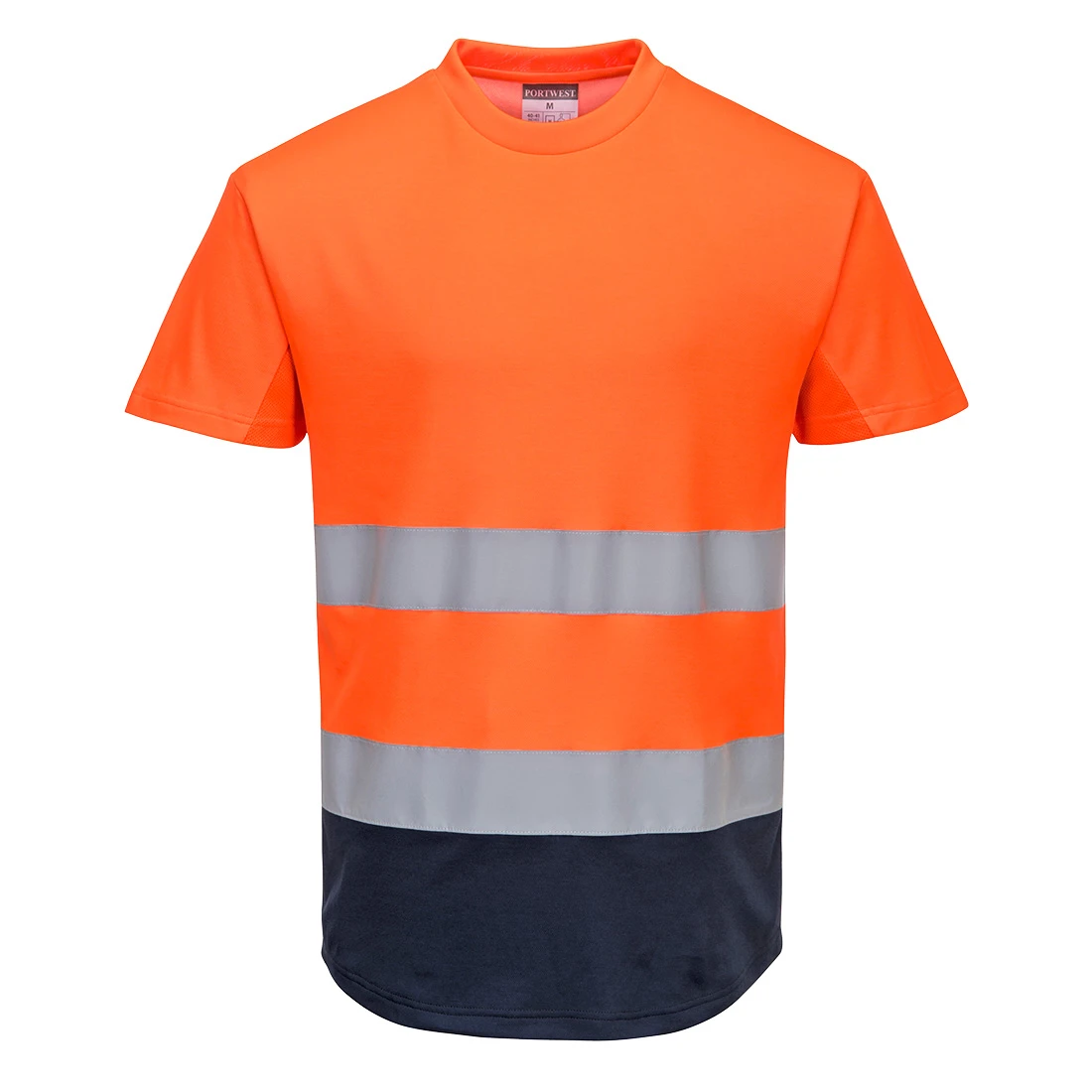 Hi-Vis Contrast Mesh Insert T-Shirt S/S Orange/Navy