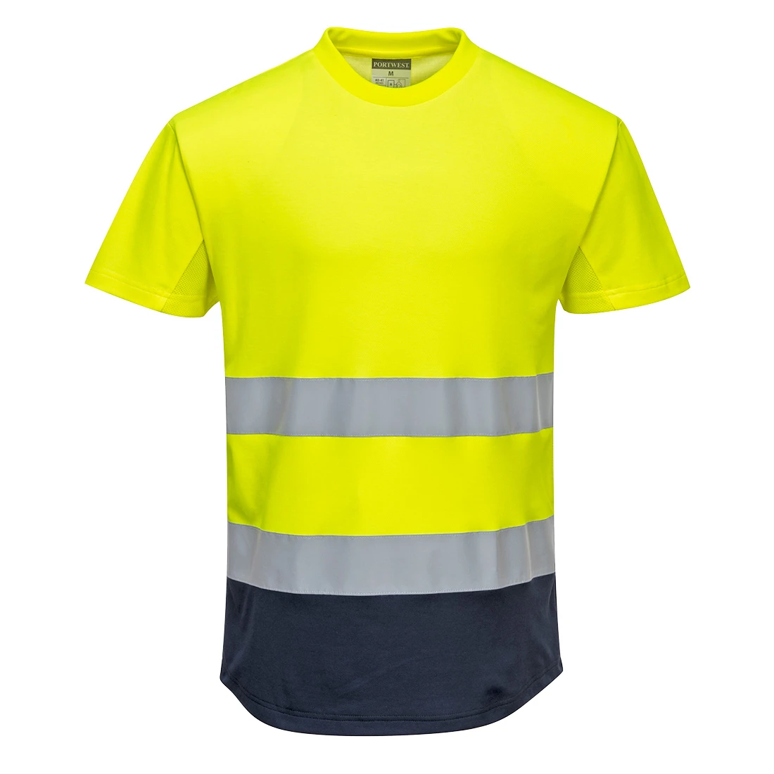 Hi-Vis Contrast Mesh Insert T-Shirt S/S Yellow/Navy
