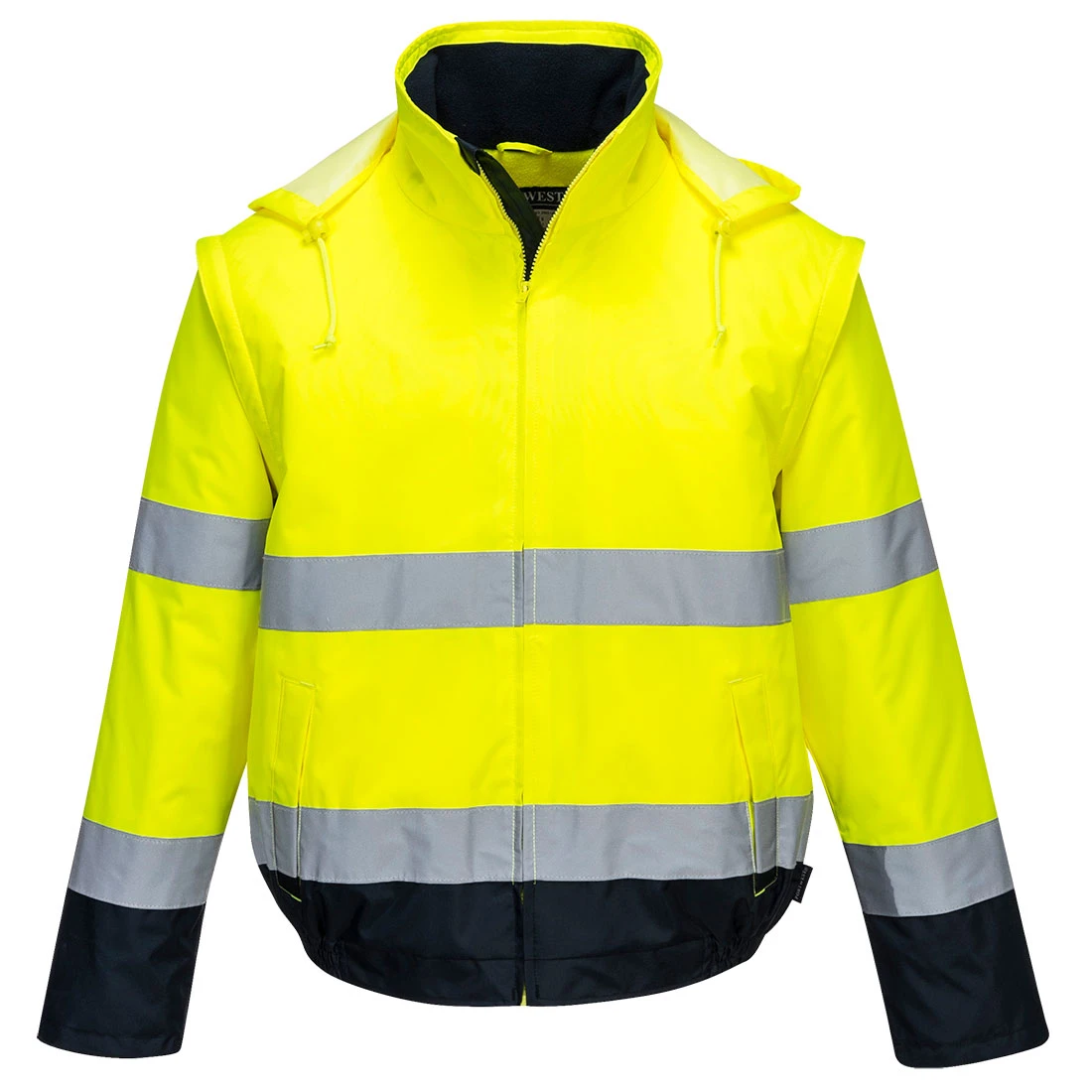 Hi-Vis 2-in-1 Contrast Essential Lite Bomber Jacket Yellow/Navy