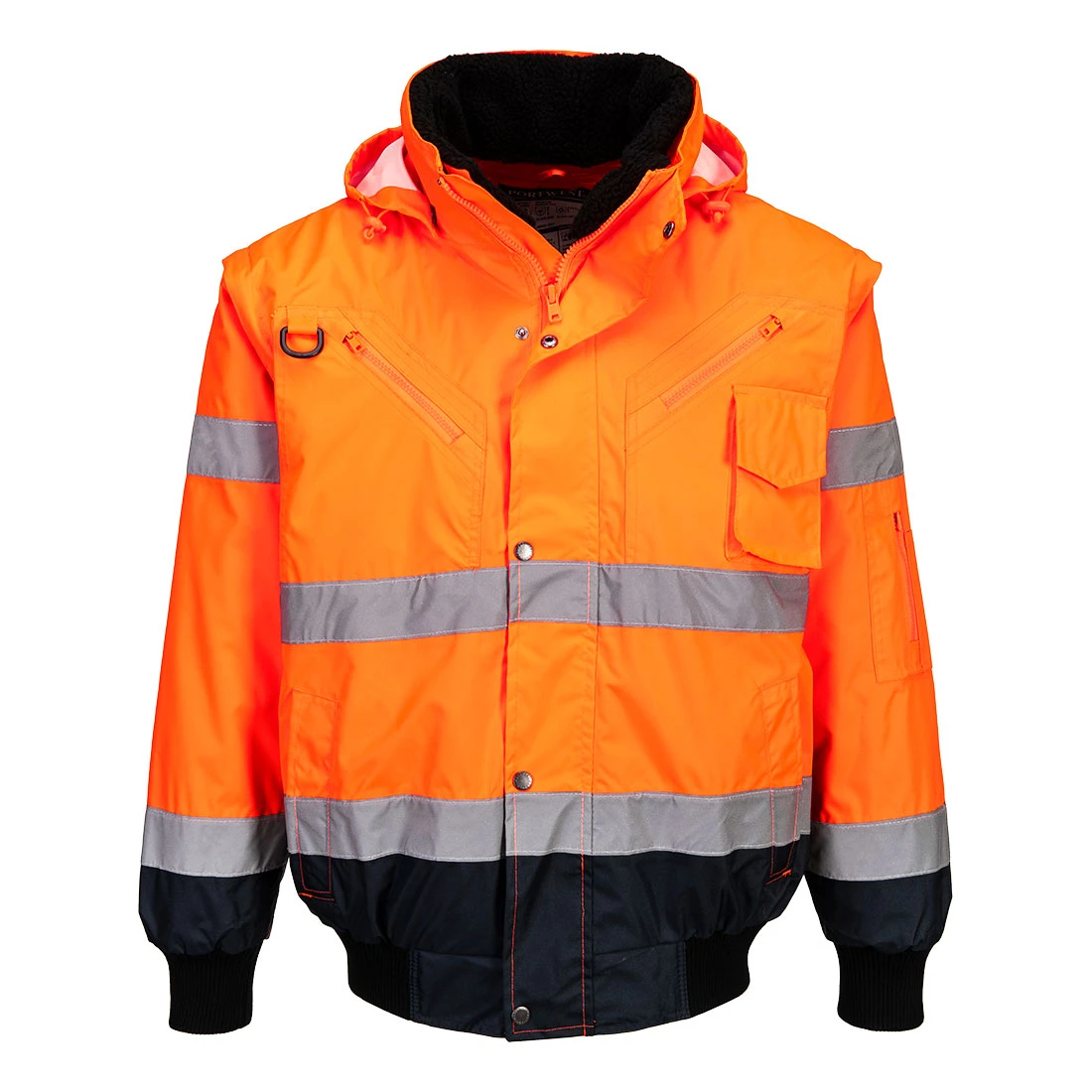 Hi-Vis 3-in-1 Contrast Bomber Jacket Orange/Navy Hi-Vis 3-in-1 Contrast Bomber Jacket Orange/Navy