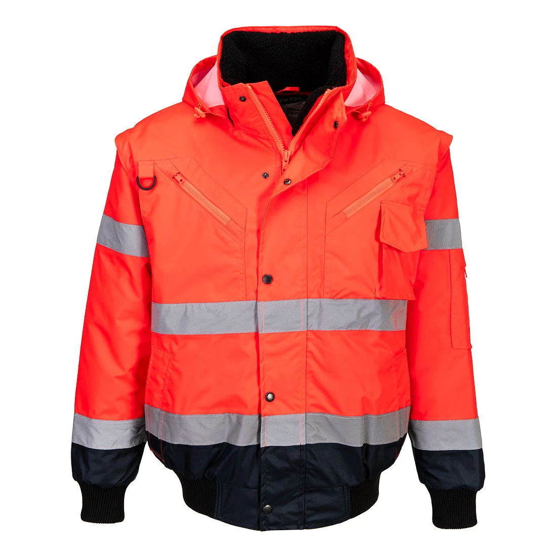 Hi-Vis 3-in-1 Contrast Bomber Jacket Red/Navy