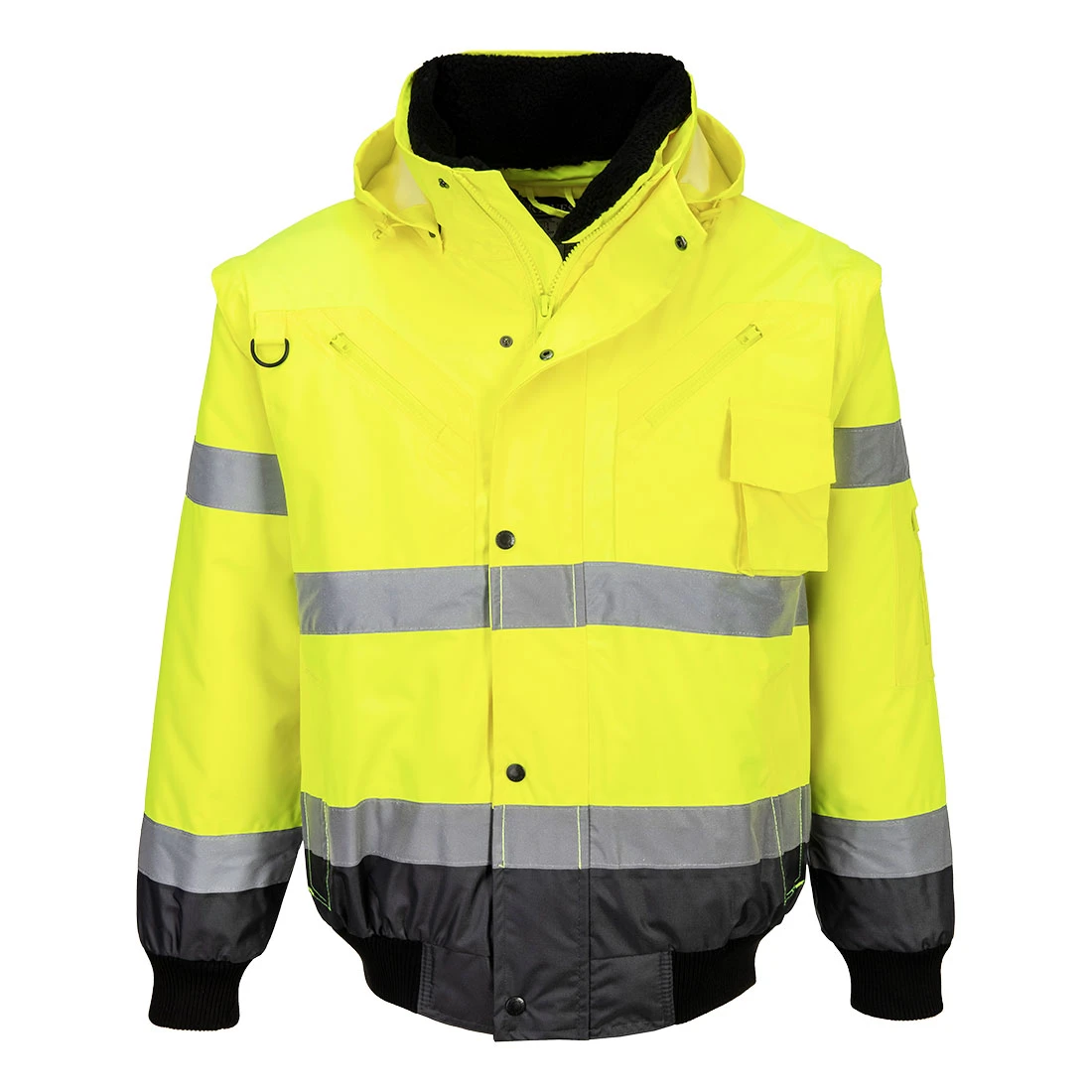 Hi-Vis 3-in-1 Contrast Bomber Jacket Yellow/Grey