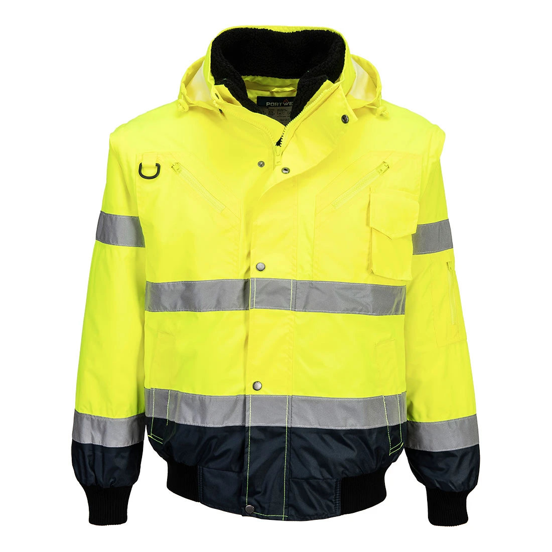 Hi-Vis 3-in-1 Contrast Bomber Jacket Yellow/Navy