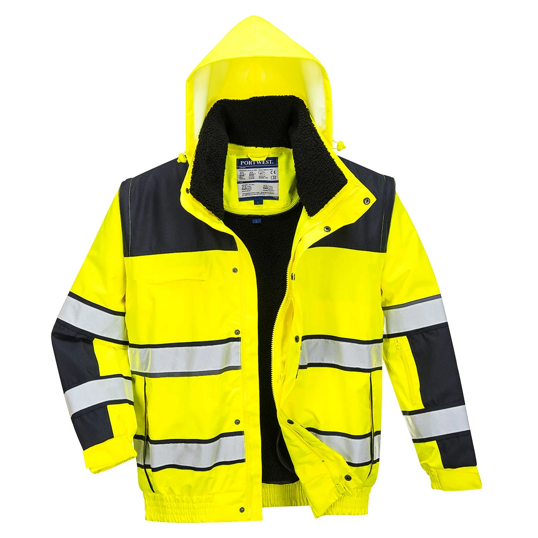Hi-Vis 3-in-1 Contrast Winter Bomber Jacket Yellow/Black