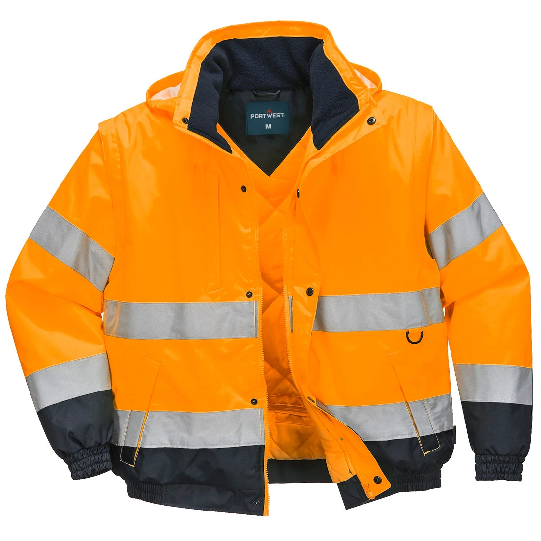 Hi-Vis 2-in-1 Contrast Bomber Jacket Orange Hi-Vis 2-in-1 Contrast Bomber Jacket Orange