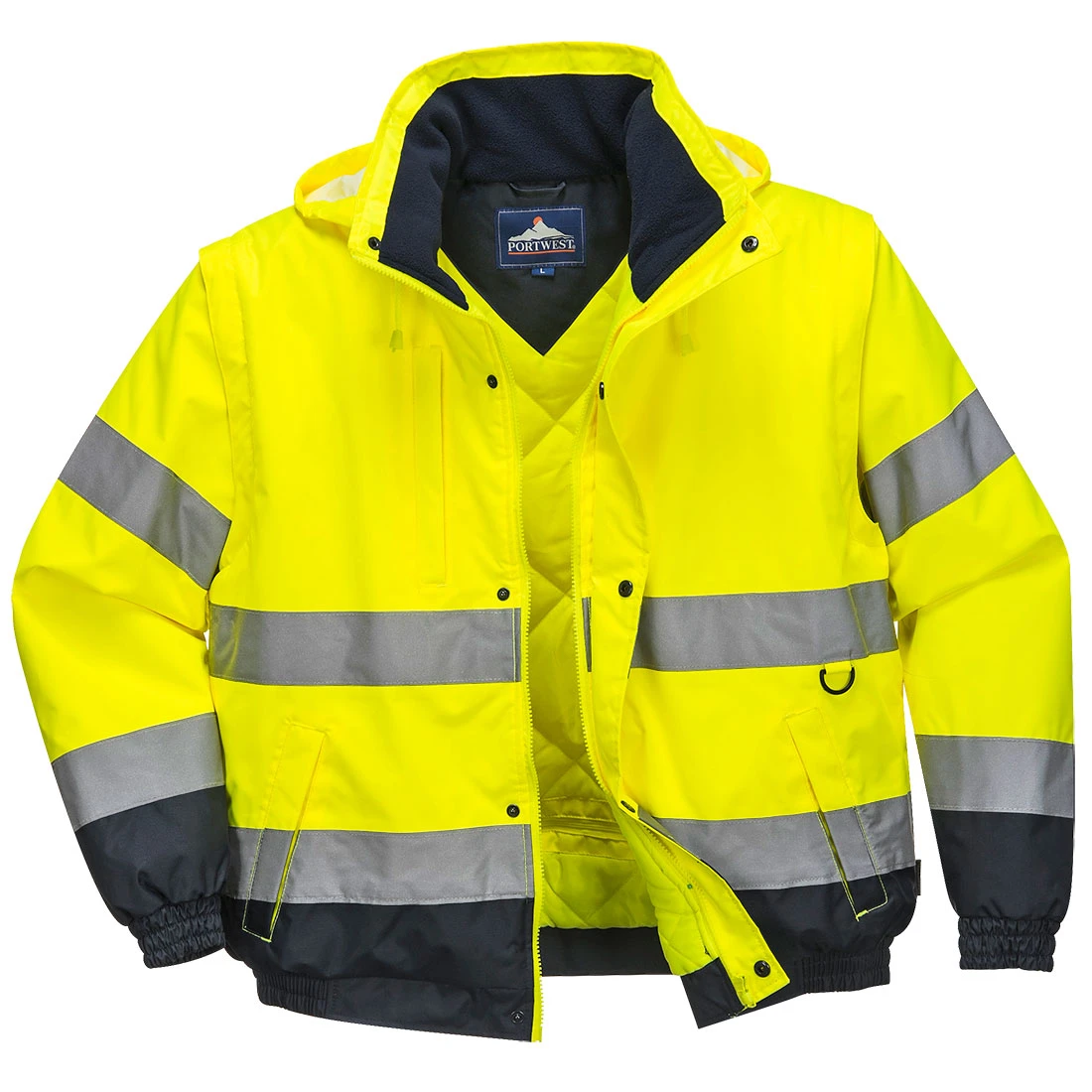 Hi-Vis 2-in-1 Contrast Bomber Jacket Yellow
