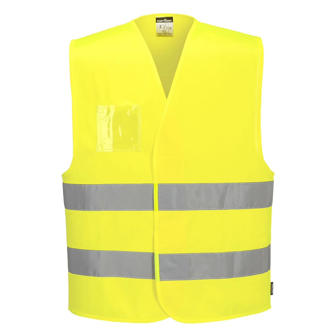 Hi-Vis Two Band Dual ID Holder Vest Yellow