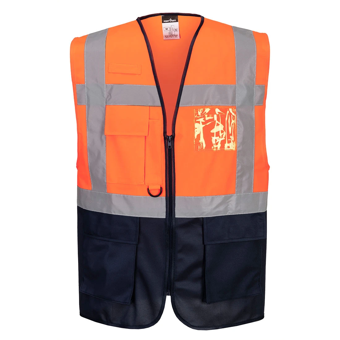 Warsaw Hi-Vis Contrast Executive Vest Orange/Navy