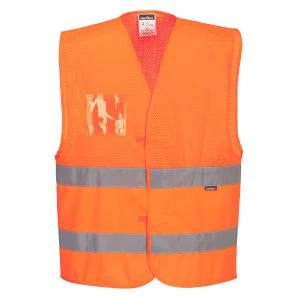 Hi-Vis Half Mesh Two Band Vest Orange
