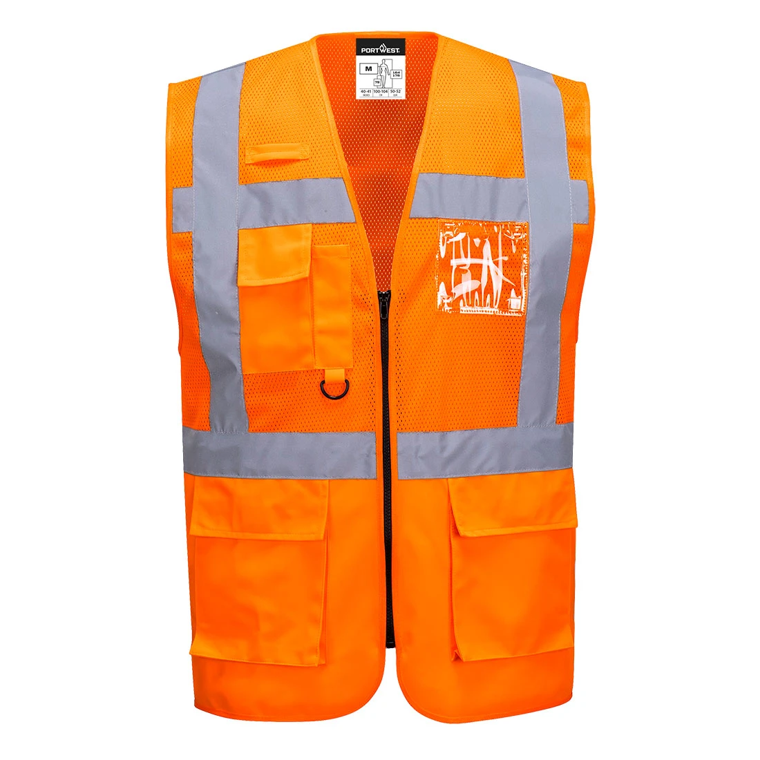 Madrid Hi-Vis Half Mesh Executive Vest Orange