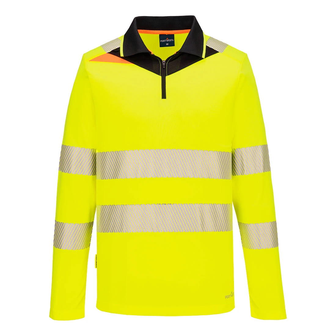 DX4 Hi-Vis Zip Polo Shirt L/S Yellow/Black