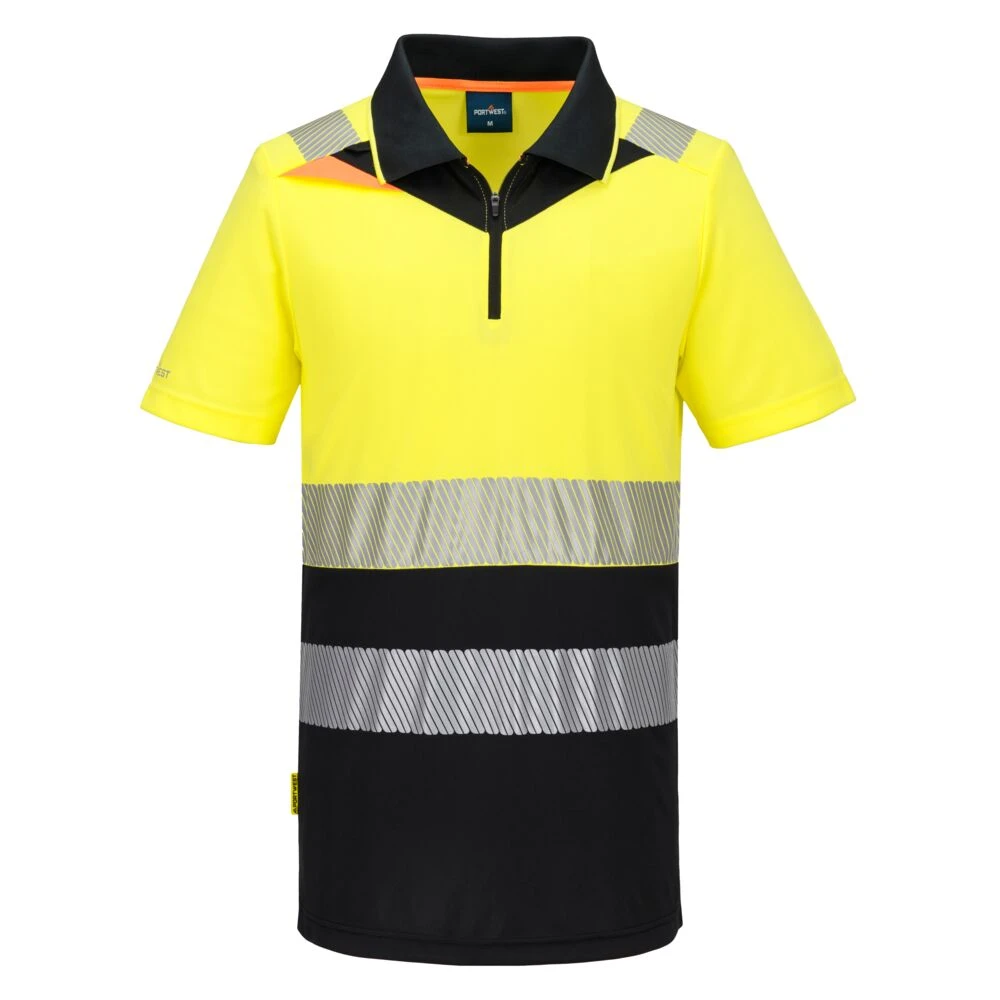 DX4 Hi-Vis Zip Class 1 Polo Shirt S/S Yellow/Black